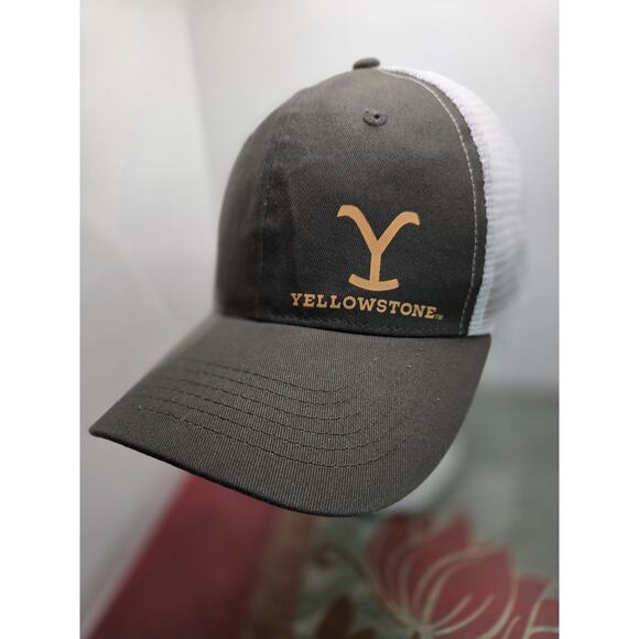 Yellowstone Dutton Ranch Trucker Hat Gray Yellow Snapback - Picture 1 of 7